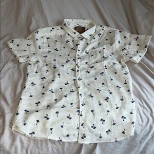 Men's IvoryPalm Tree Print Button-Down Shirt